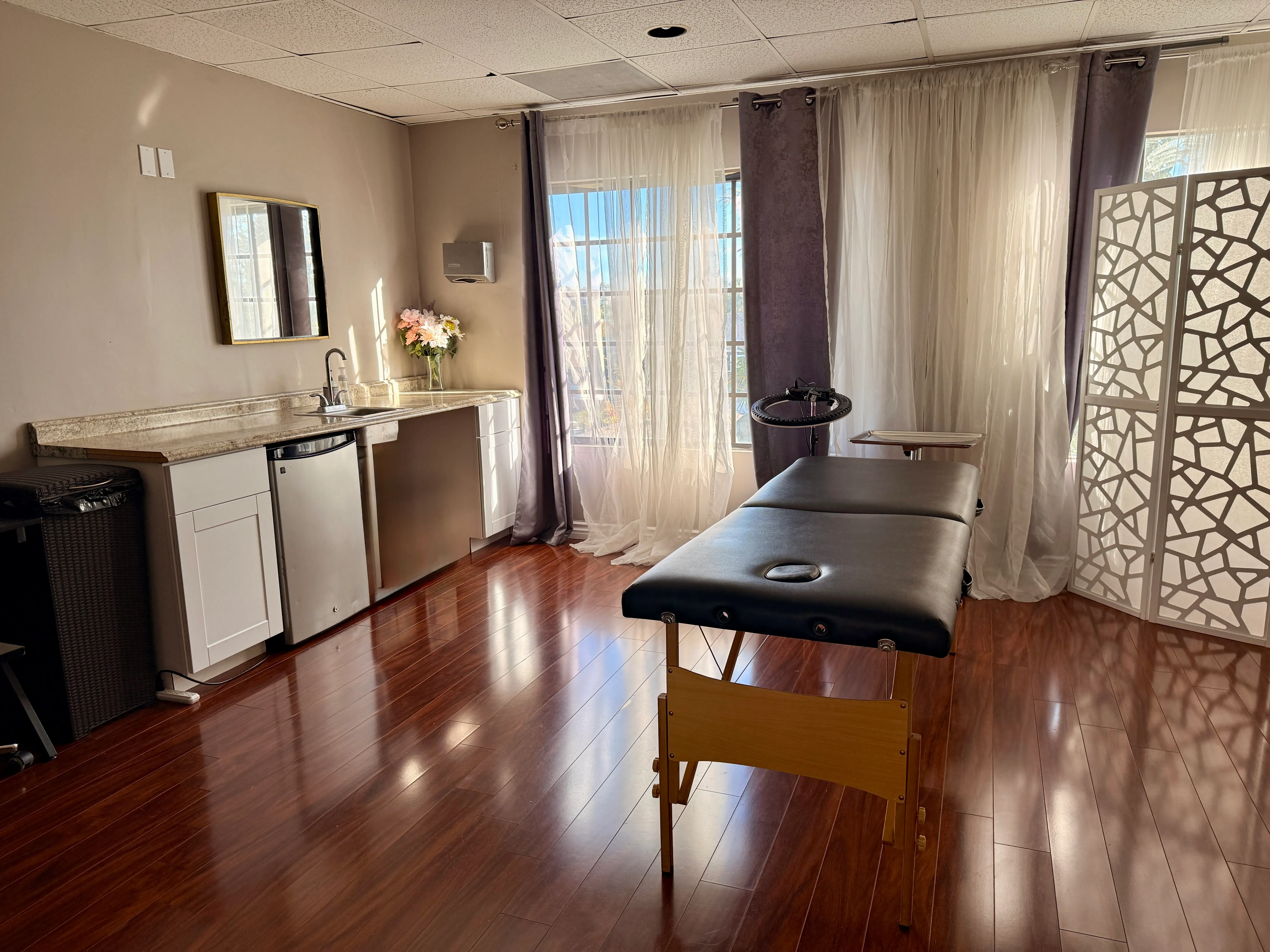 Private back break room available for private services and trainings