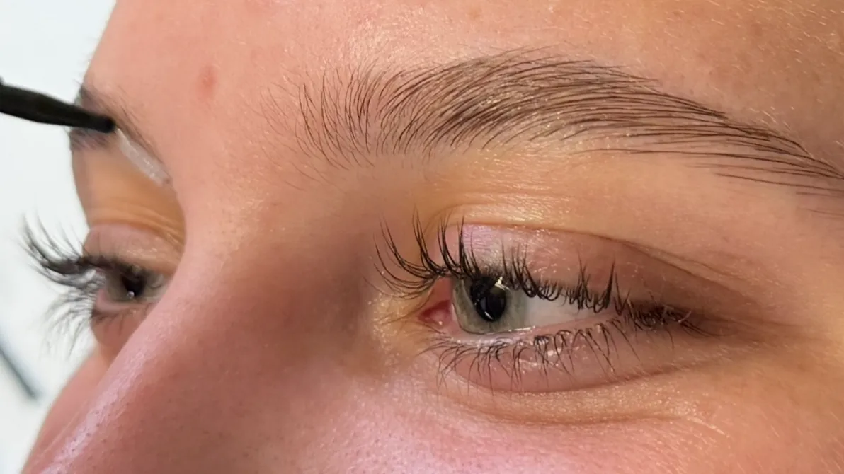 Eyelash extension result showing a defined, fuller lash line