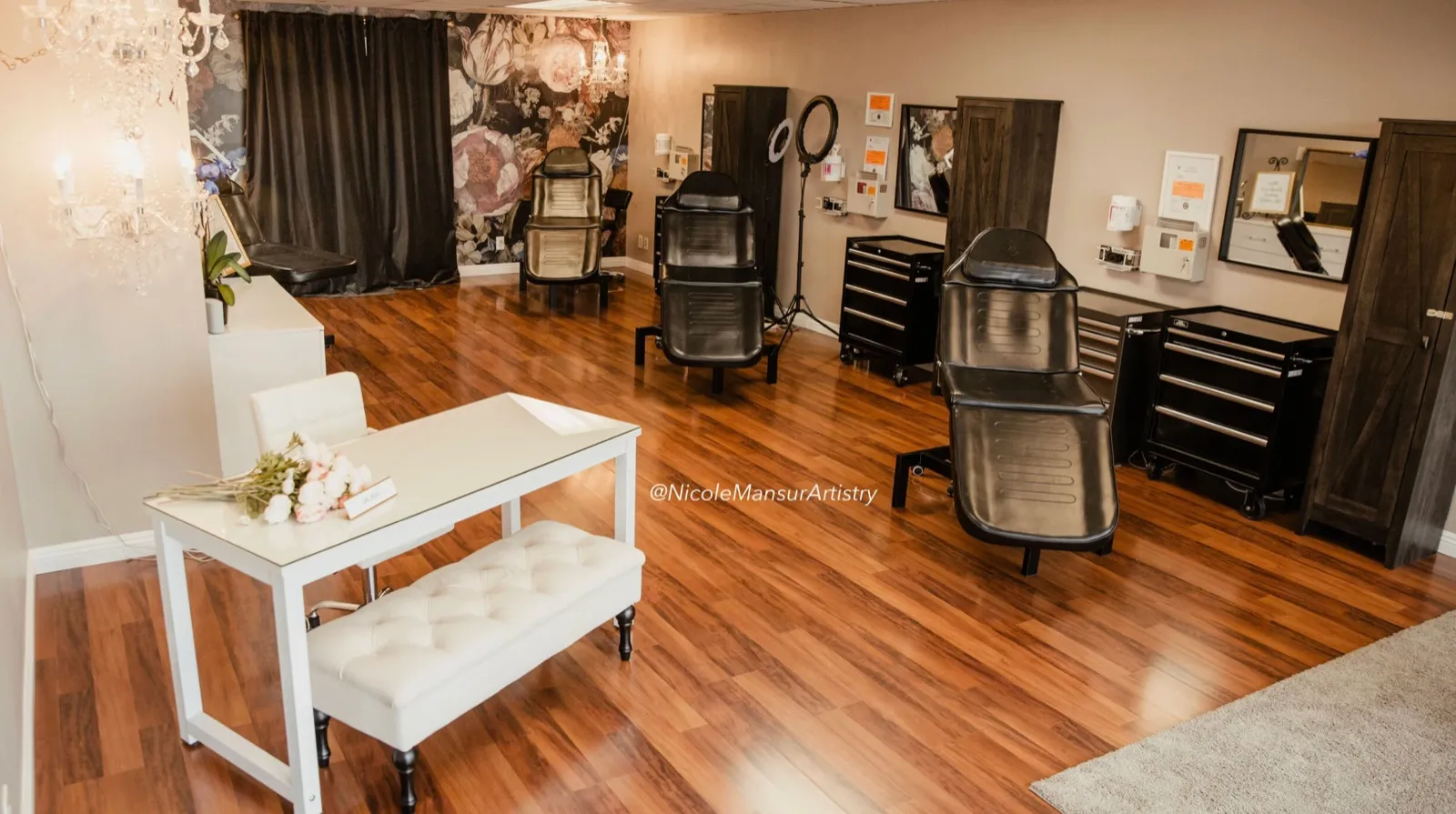 Full view of the beauty studio interior